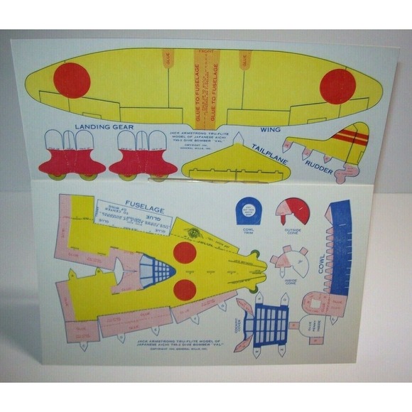 Airplane Toy Jack Armstrong Tru-Flite Model Of Japanese Aichi Val GM Cereal 1944 - Picture 4 of 9
